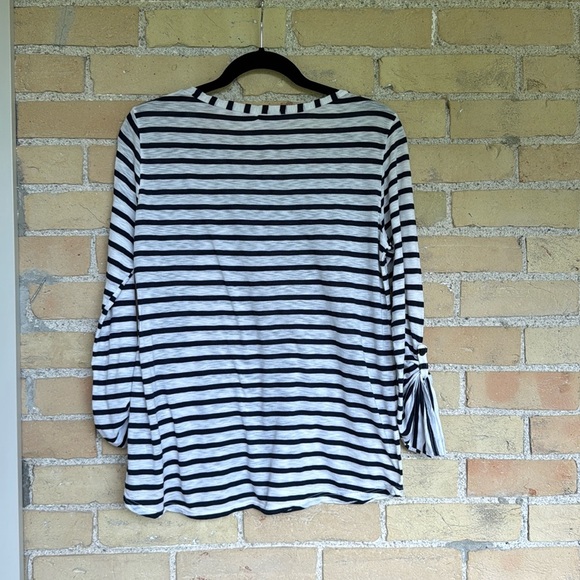 Splendid Navy Blue and White Striped Long Sleeve Tshirt - Picture 5 of 5